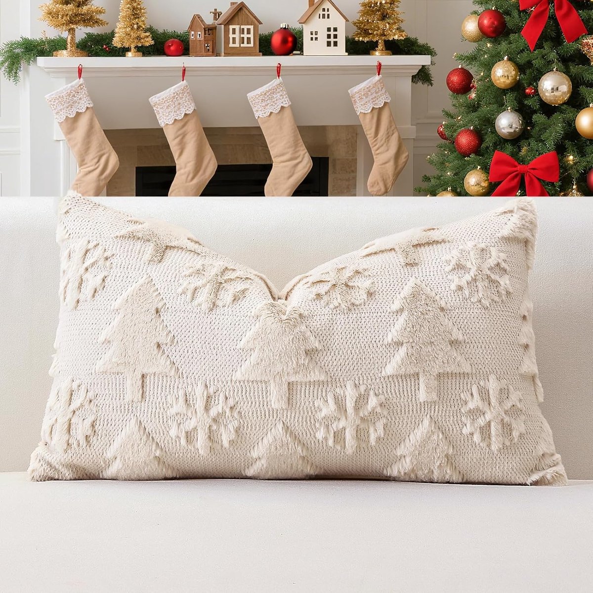 Decoratieve Kussenhoezen 40x60cm - Zachte Pluche Velvet - Luxe Kerststijl - Perfect voor de Bank of Slaapkamer - ShopVlot