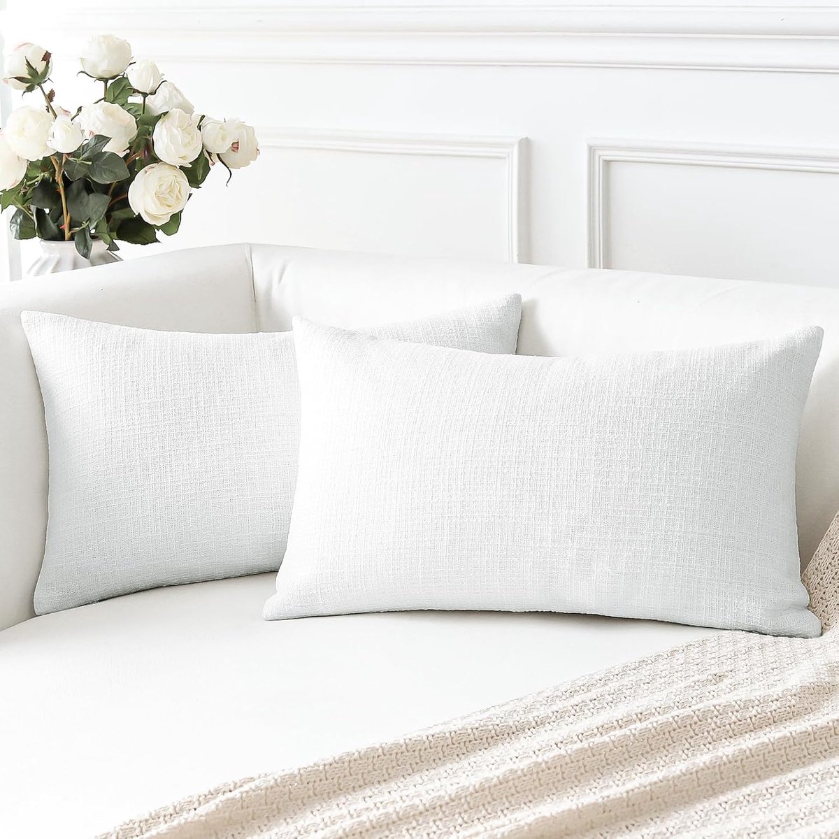 Kussenhoezen set van 2 30 x 50 cm - Linnen - Ademend en comfortabel - Perfect voor woonkamer of slaapkamer - ShopVlot