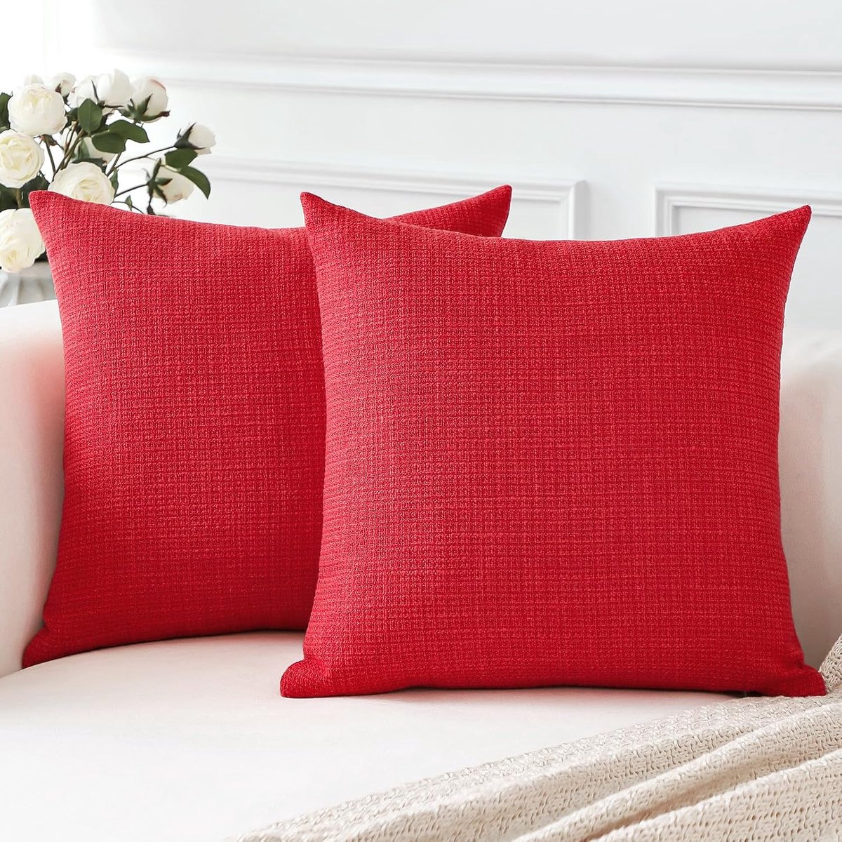 Kussenhoezen 65 x 65 cm - Kerst Rood - Polyester Linnen - Perfect voor jouw interieur - ShopVlot