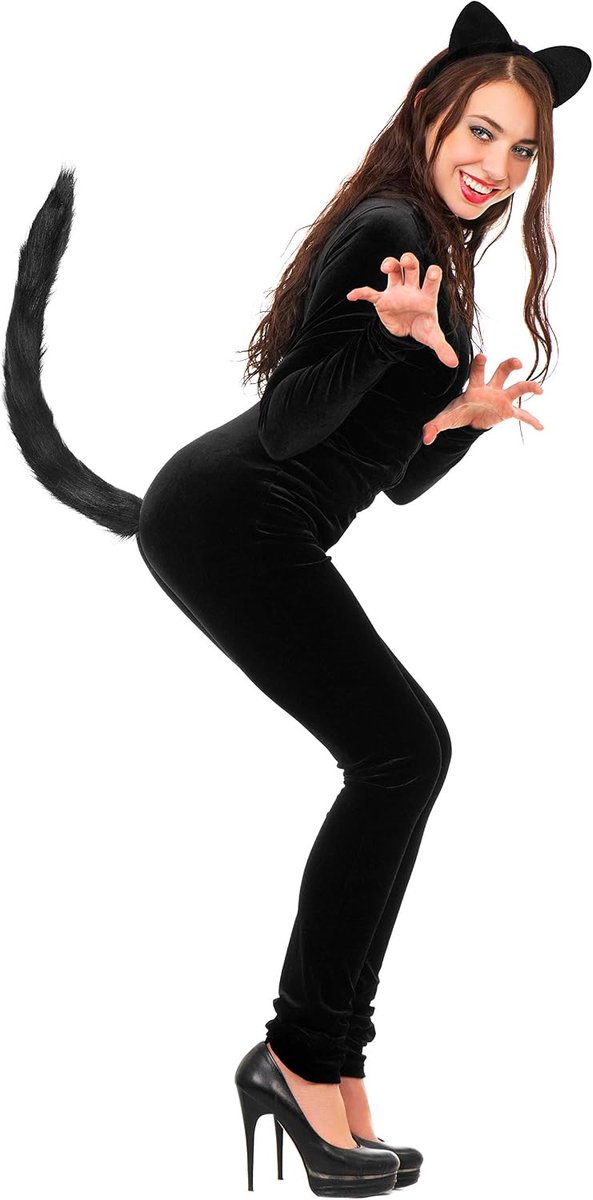 Cat Woman kostuum met kattenoren en staart - voor vrouwen en meisjes - carnaval - een uniek en speels kostuum - ShopVlot