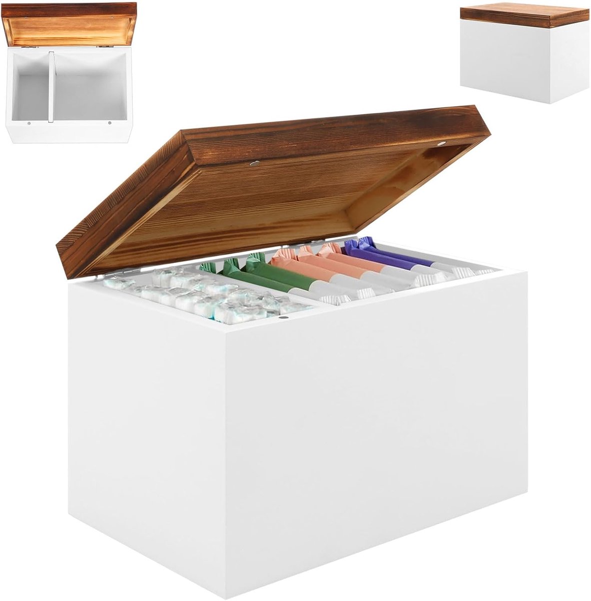 Opbergdoos groot - Houten - Met deksel en vakken - Perfect voor hygiëneartikelen - ShopVlot