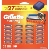 Gillette fusion5 - scheermesjes - 20 stuks inclusief travel case - 5 voudig - scheersysteem