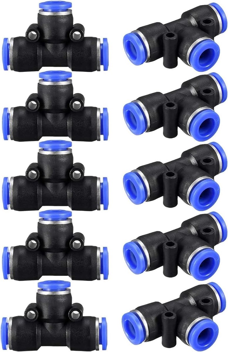 Plastic T-stuk 8 mm - PE-8 connector - pneumatisch - lange levensduur - ShopVlot