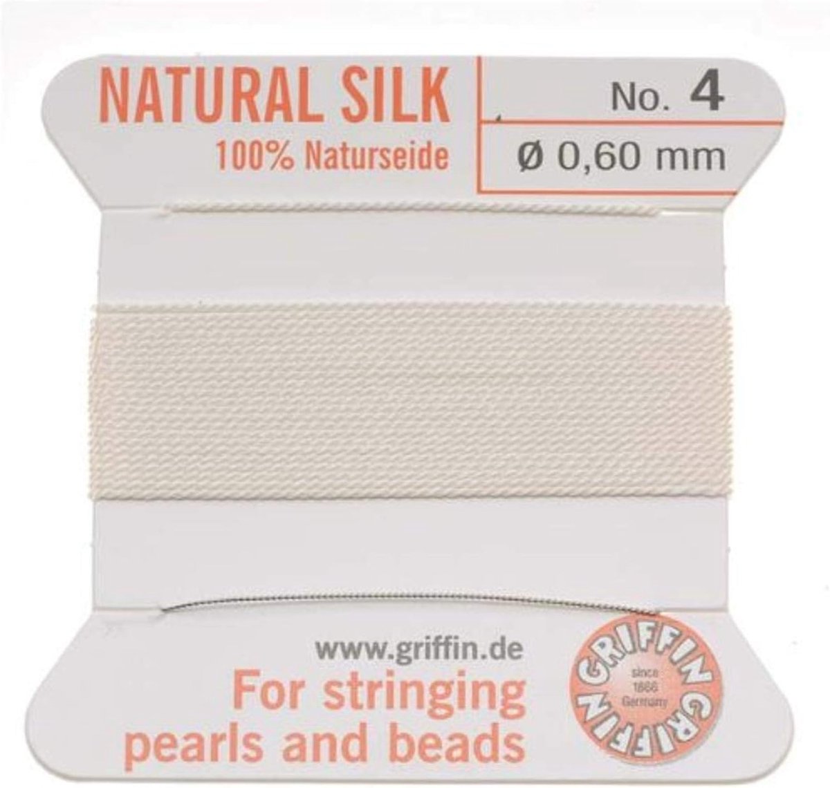 Katoenen draad met naald 2 meter - witte kleur - ideaal voor parelknoopwerk - inclusief naald - ShopVlot