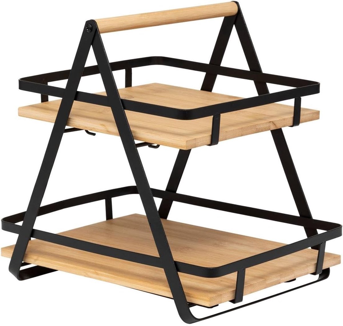 Ordera 2-laags rack - zwart bamboe handvat - stijlvol design - ideaal voor opslag - ShopVlot