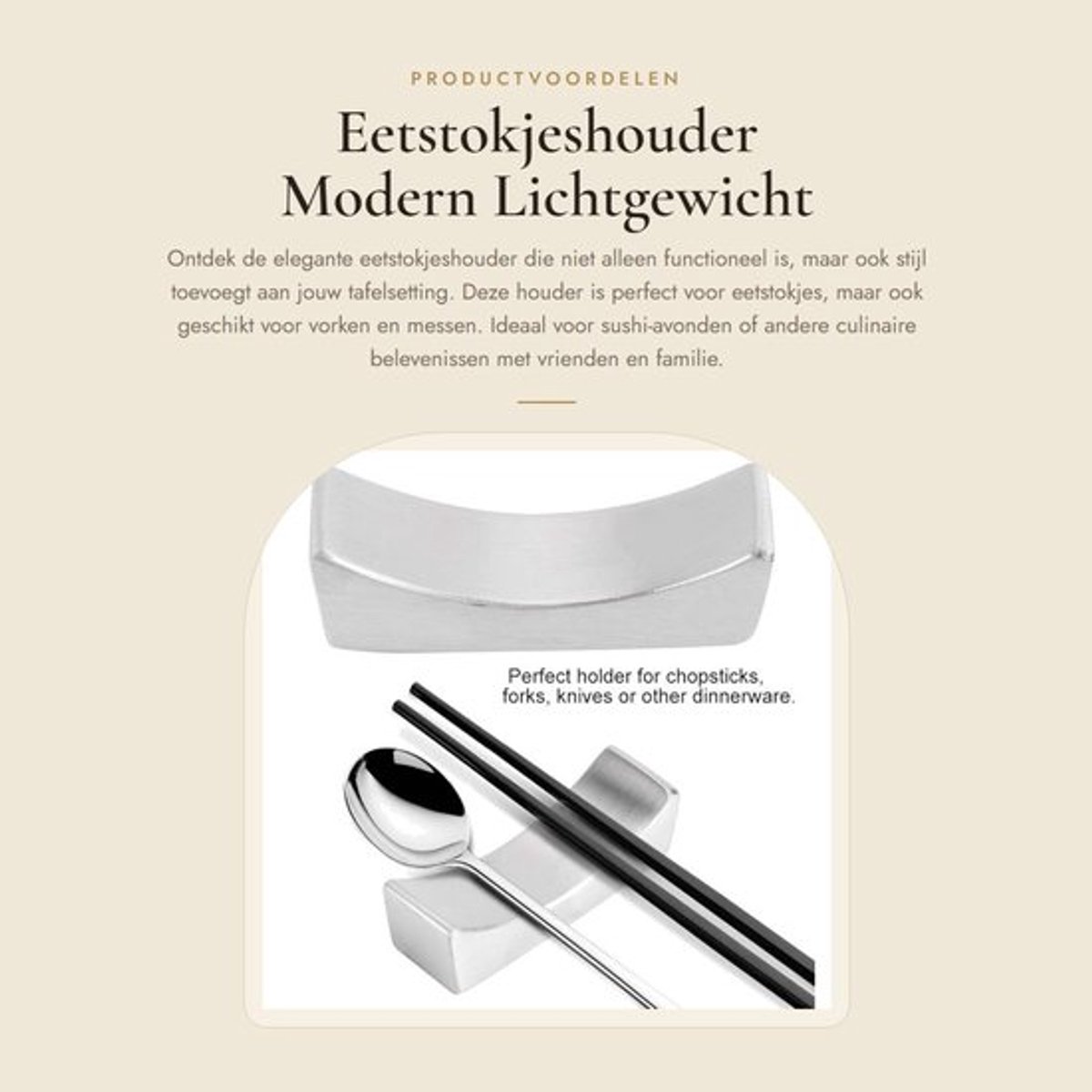 Eetstokjeshouder Lichtgewicht - Roestvrij Staal - Antiaanbaklaag - Keukengerei Houder - Duurzaam - Elegant Design - Bestekhouder