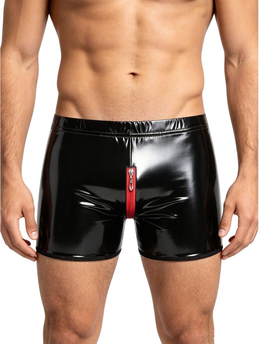 Wetlook boxershorts - leer - met ritssluiting - sexy uitstraling - ShopVlot