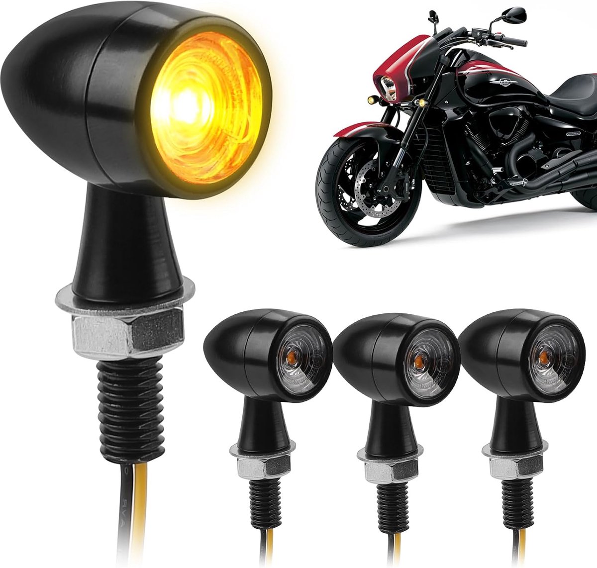 Motorfietsindicatoren LED 4x - Mini met metalen behuizing - IP65 waterdicht - Duurzaam en betrouwbaar - ShopVlot
