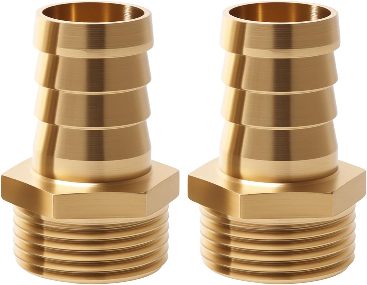 Messing slangtuit 1/2 inch - slangkoppeling 1/2 inch AG x 19 mm - weerhaaksysteem - betrouwbare afdichting - ShopVlot