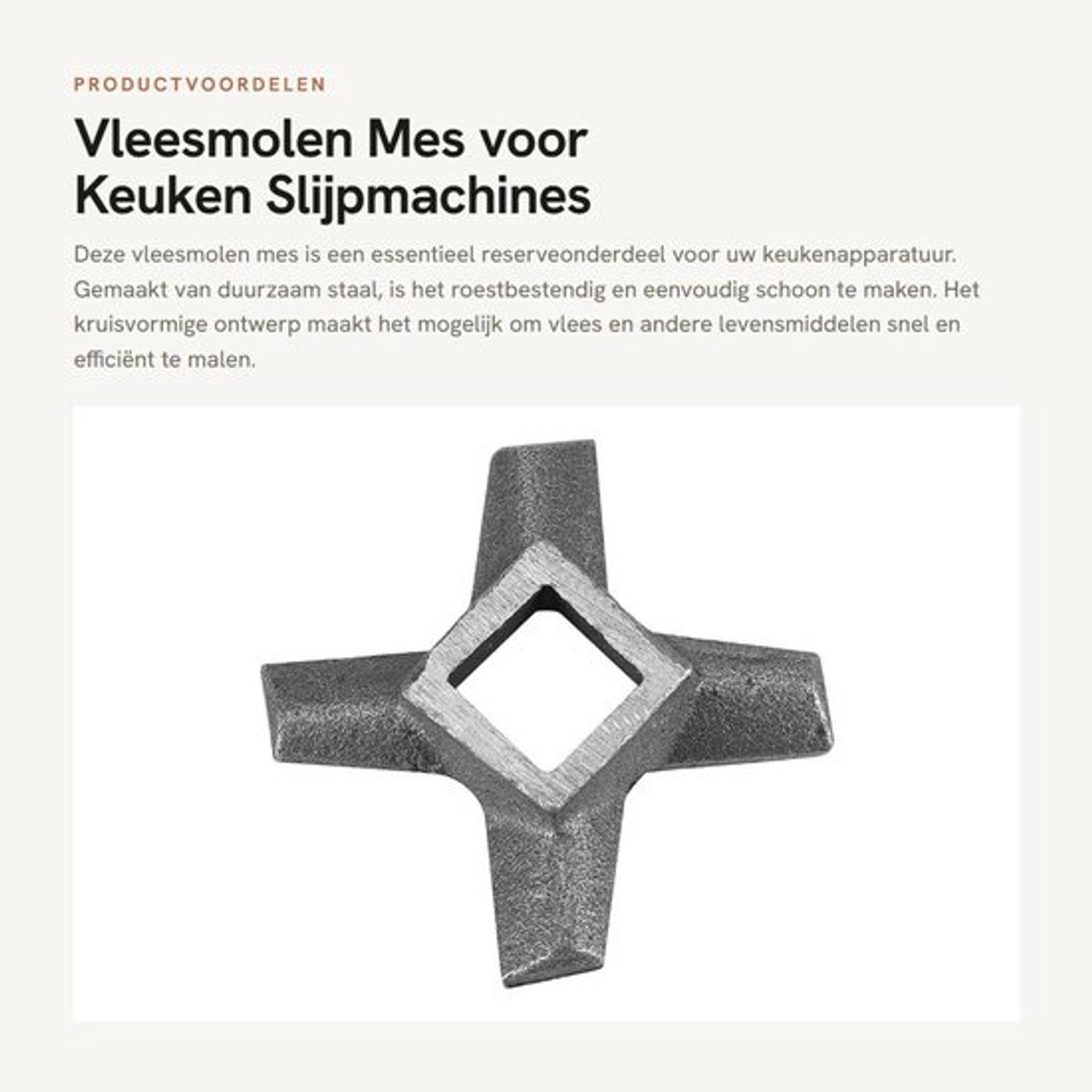 Vleesmolen Mes Duurzaam - Reserveonderdeel - Slijpmachine - Vleesmaler - Roestvrij Staal - Kruisvormig Ontwerp - Vleesmolenblad