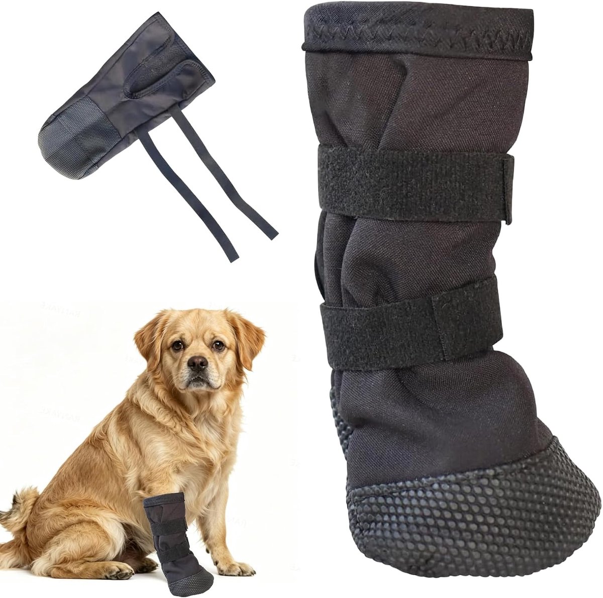 Hondenschoenhoes, maat M, zwart, Oxford-stof met antislip rubberen zool, enkele verpakking, voor kleine en middelgrote - ShopVlot