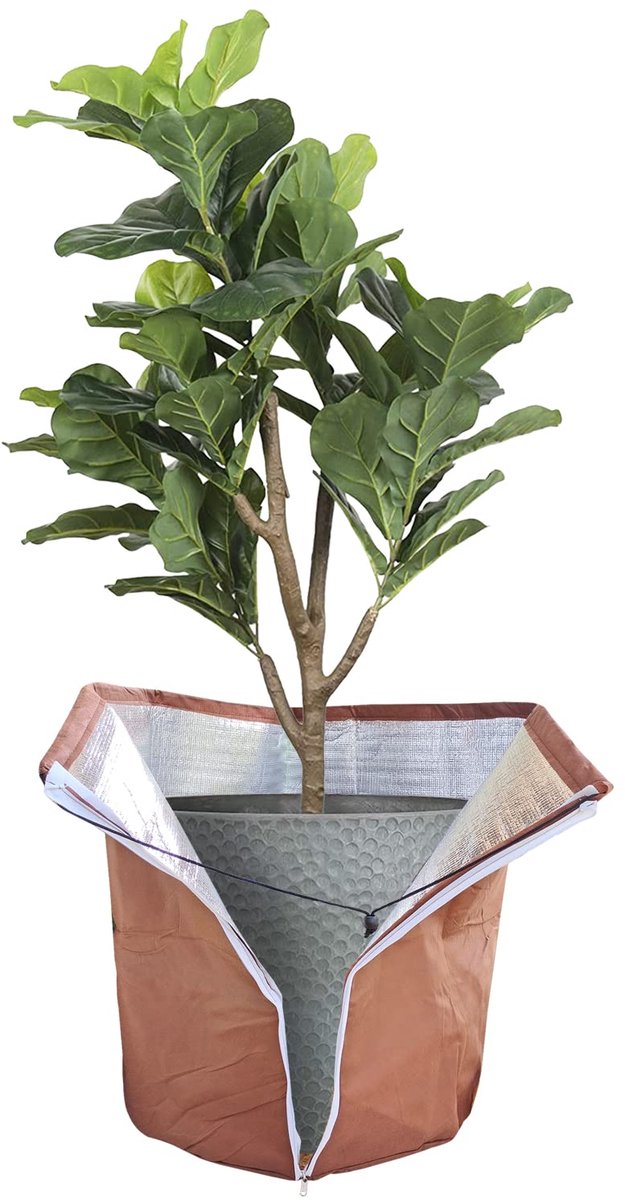 SnelShoppen - Topfbeschermer voor Planten Winter 40 x 40 cm - Thermische Potbeschermer met Ritssluiting en Trekkoord - Winterbescherming voor Kuipplan