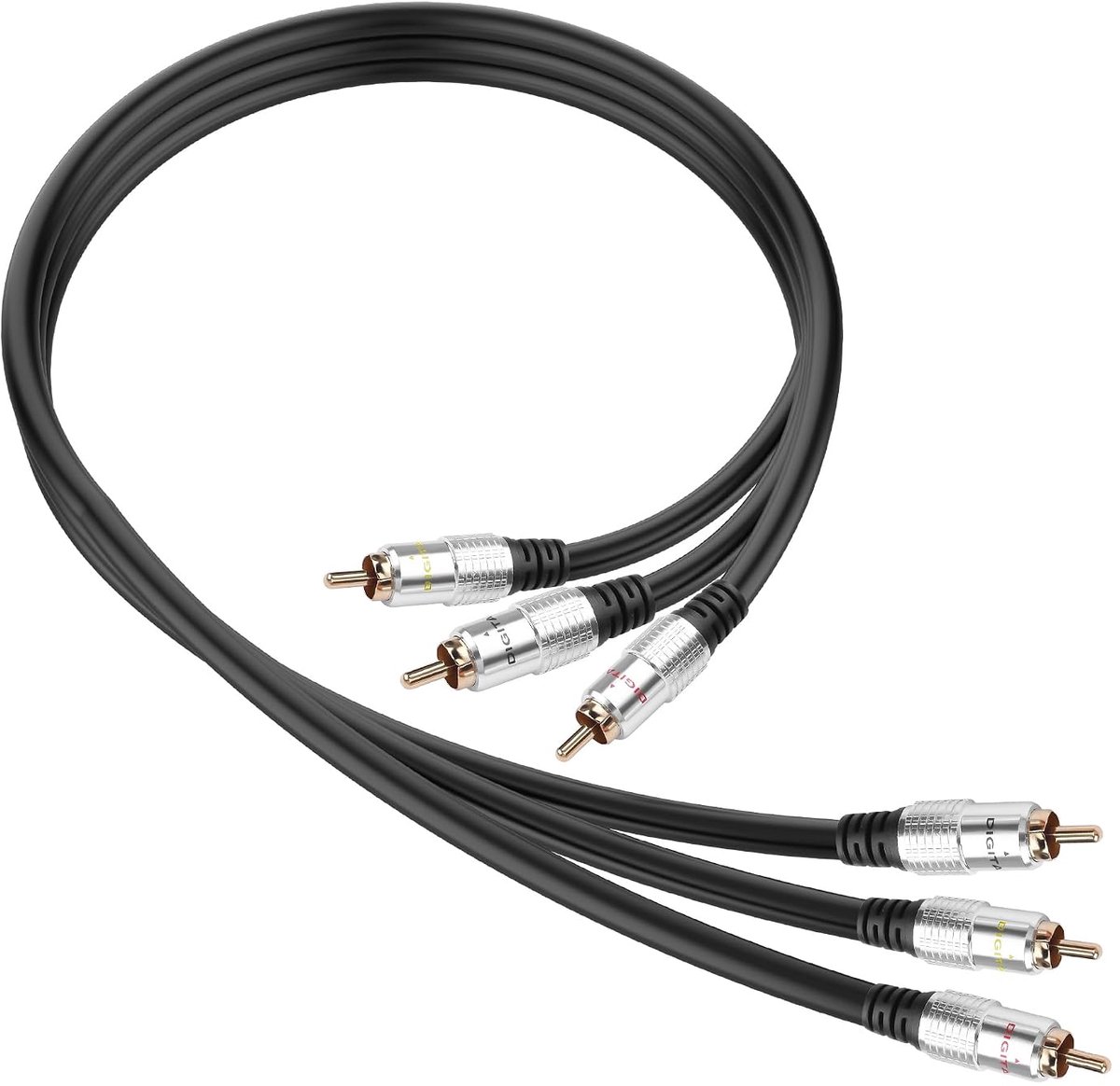 3RCA Male to Male Audio Cable, 3RCA to 3RCA Stereo Audio Cable, RCA Auxiliary Audio/Video Extension Cable for Home - ShopVlot