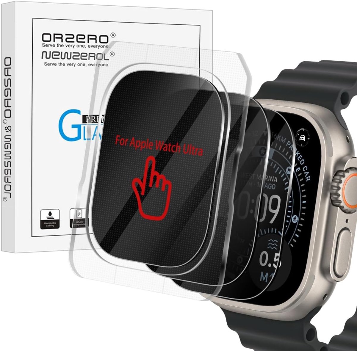 3 Stuk Anti-Spy Gehard Glas Screenprotector voor Apple Watch Ultra 1/2/3 - ShopVlot