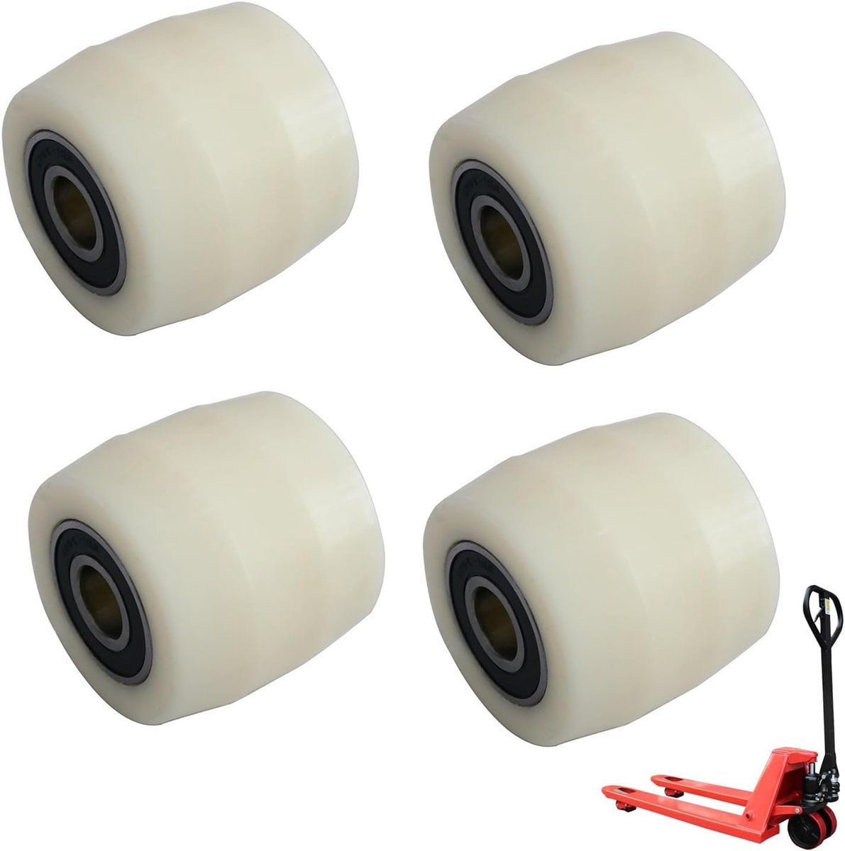 Pack of 4 Nylon Forklift Wheels 80 x 70 mm with Ball Bearings for Pallet Trucks, Transport Trucks - ShopVlot