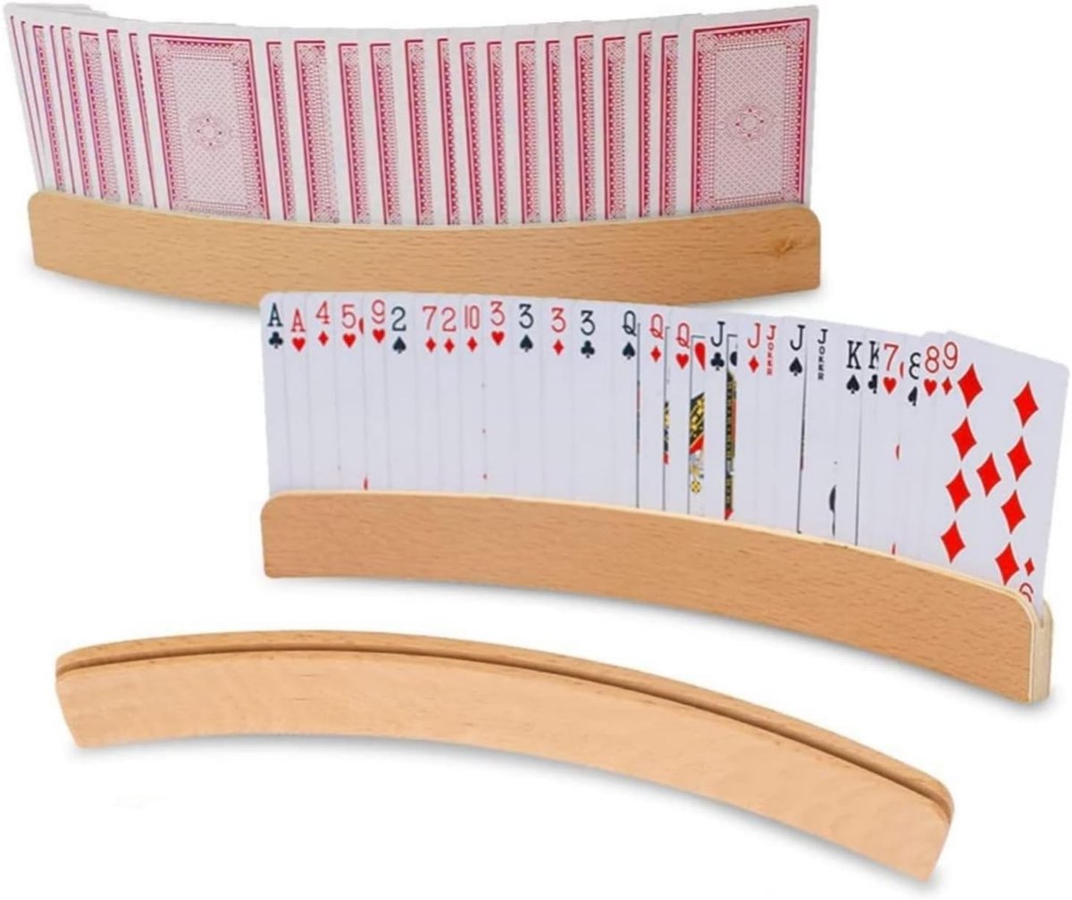 Kaartenhouder voor Kinderen en Volwassenen, Houten Kaartenhouder voor Speelkaarten, Ideaal voor Senioren en Mensen met een Beperking