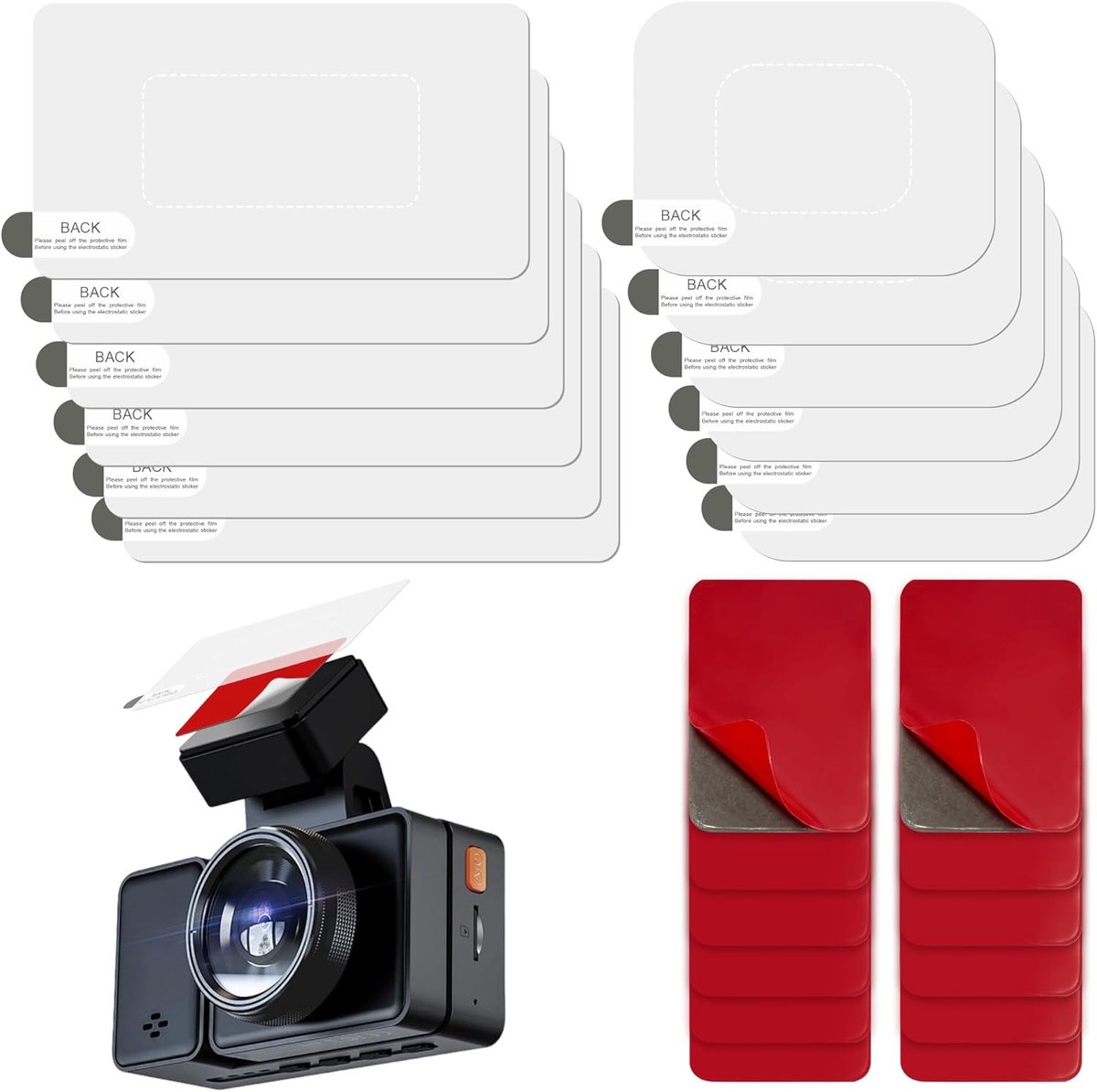 12 Stuks Dashcam Plakpads Antistatische Folie Autoruit Auto - Dashcam plakpads met antistatische folie voor eenvoudige - ShopVlot