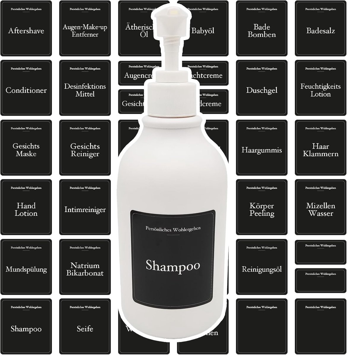 39 Stickers Bathroom Organiser Black - Soap Dispenser Bathroom Stickers, Shower Gel Dispenser, Shampoo Dispenser for - ShopVlot
