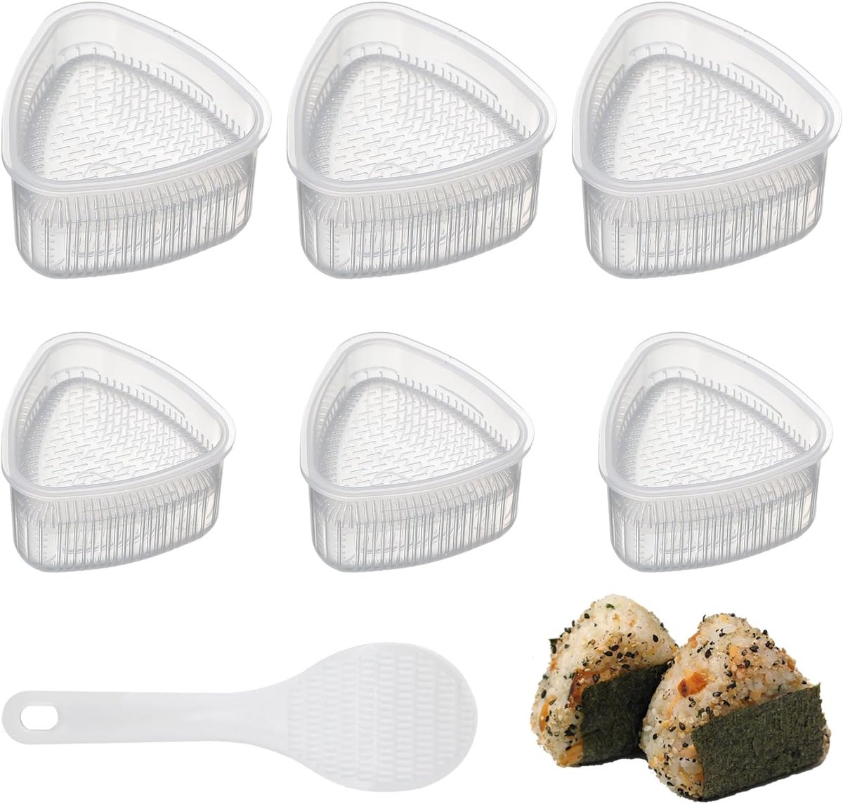 YXHZVON 6 Pieces Triangle Onigiri Shape Transparent Rice Ball Mould Non-Stick Sushi Moulds Set of 1 Rice Spoon for - ShopVlot