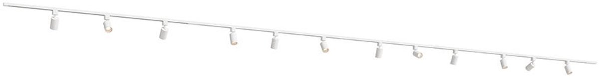 HOFTRONIC railverlichting pakket recht – 6 meter – 12x GU10 railspots 2700K warm wit – dimbaar – aluminium wit – IP20 – modulair – 230V – railverlichting woonkamer keuken