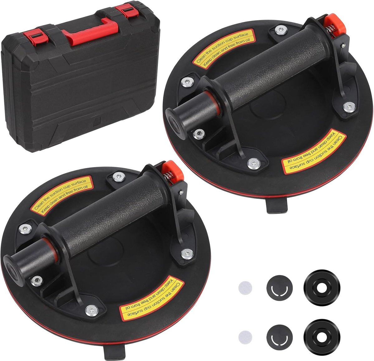 Set of 2 Suction Lifter Tile Lifter Glass Piston, Load Max 200kg, Vacuum Suction Lifter Glass with Portable - ShopVlot
