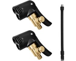 Auto Ventiel Adapter - 2stuks - Autopomp - Ventiel verlengstuk - Geschikt voor campers, auto's, fietsen, aanhangers en transportvoertuigen - 16 cm - met Luchtslang