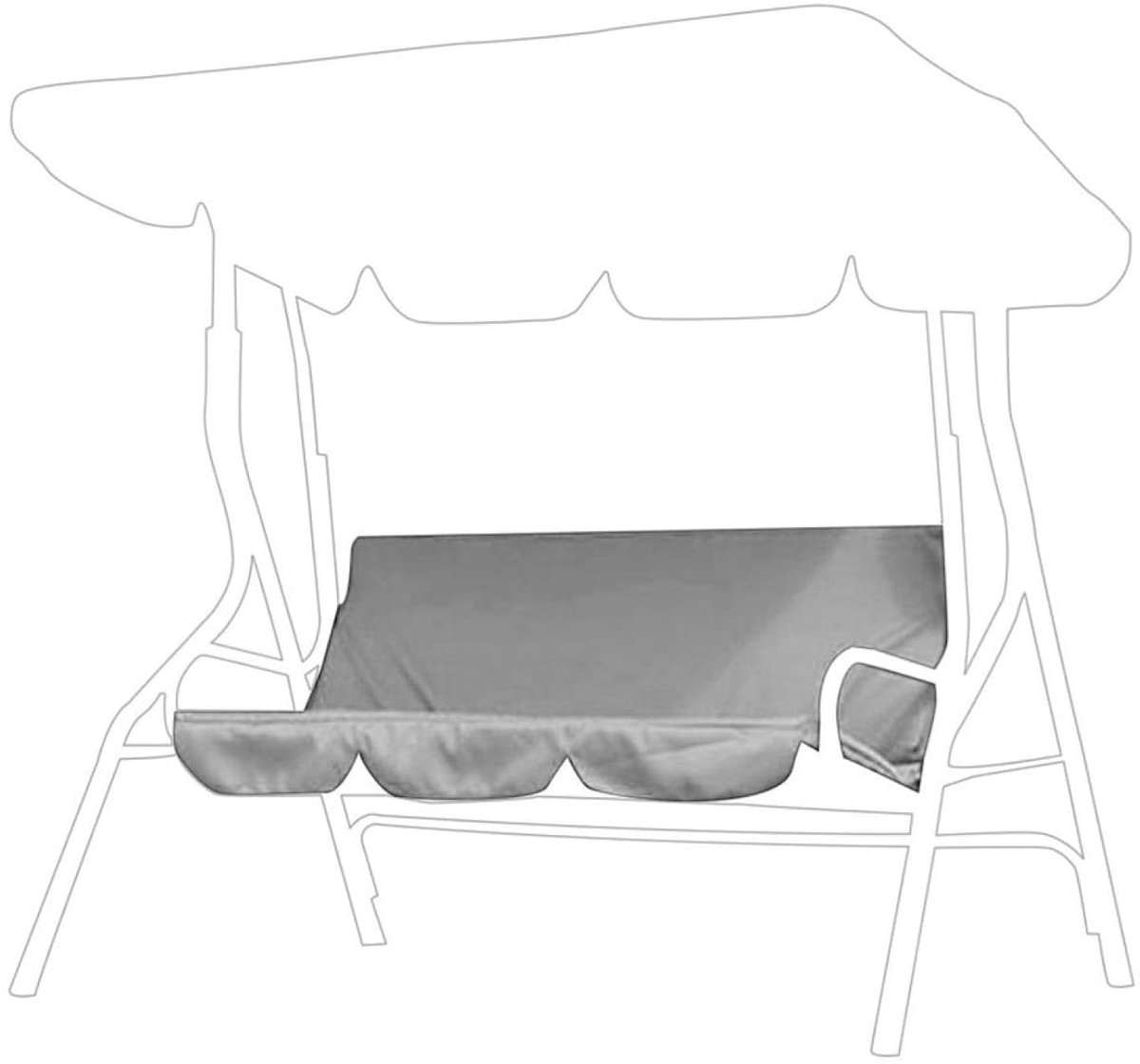 LISM-Schommelmathoes, vervangende zitbekleding, waterdichte mat, meerkleurige buitenschommel, driezits, Geschikt voor tuinen, zwembaden, erven, balkons en achtertuinen (grijs).