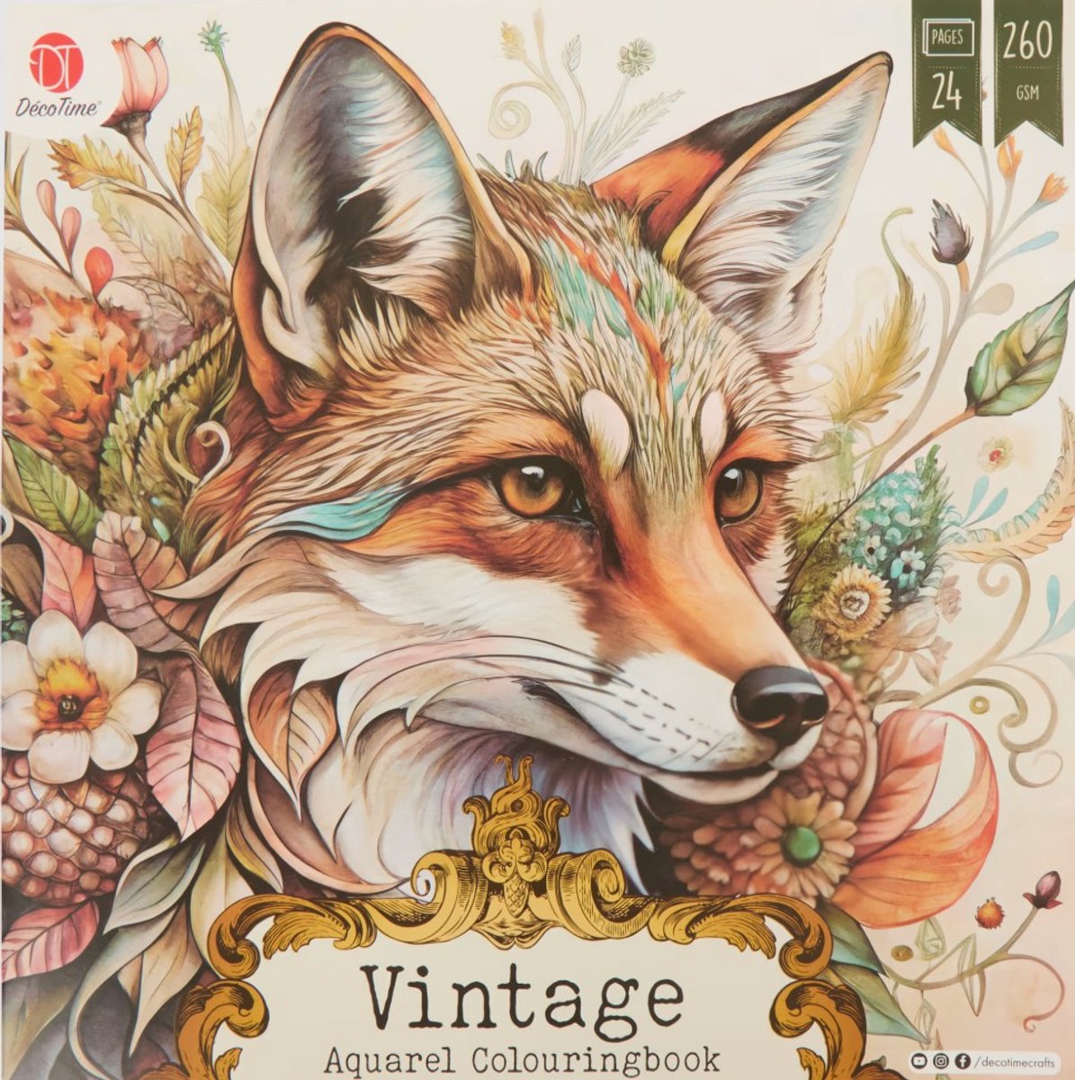 DécoTime Aquarel Kleurboek voor Volwassenen – Kleurboek dieren - Kleurboek voor volwassen - 24 Pagina's – 260 GSM Dik Papier – FSC®-Gecertificeerd – Watercolor Coloring Book