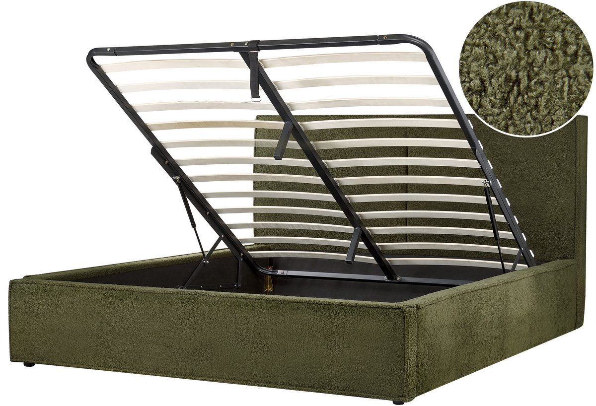 MOISSAC - Tweepersoonsbed - Donkergroen - 160 x 200 cm - Polyester