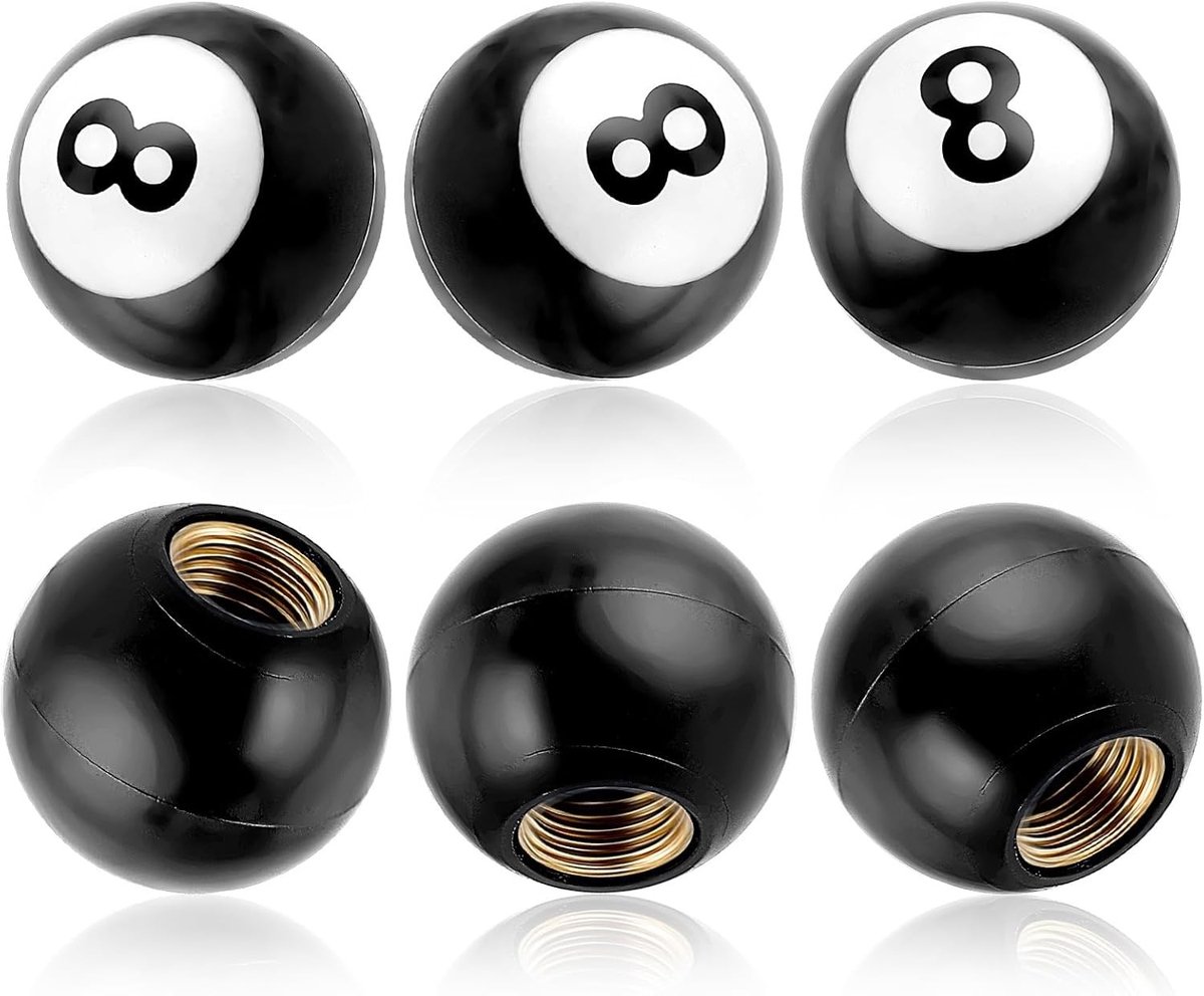6 Stuks Billiard Ball Ventieldoppen - Universele, Lekvrije Ventieldoppen voor Auto's en Motoren met Koperen Kern - Zwart Accessoire voor Buitenactiviteiten