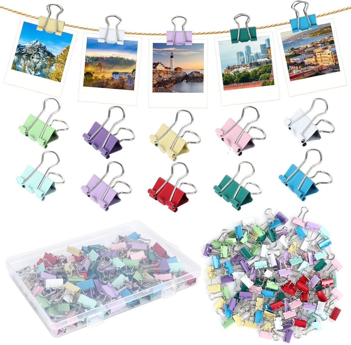 Dailygoods - 100 Stuks Foldback Nietjes - Metalen Klemmen voor Documenten met Opbergdoos