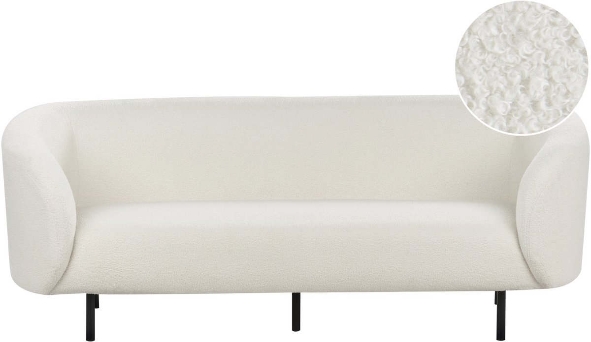 LOEN - Driezitsbank - Wit/Zwart - Bouclé