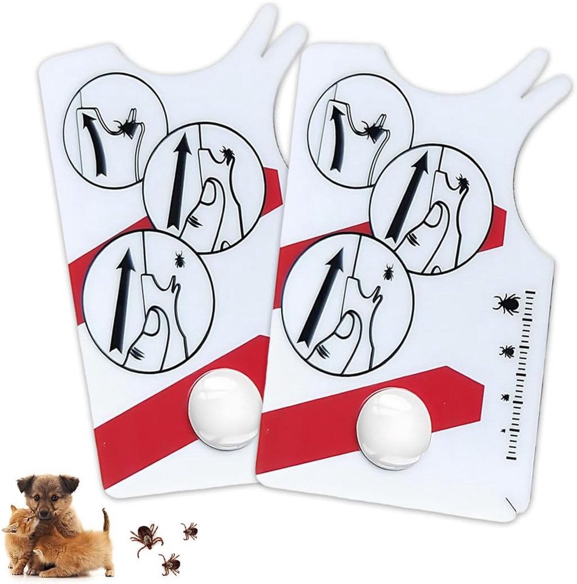 SnelShoppen - Set van 2 Tekenkaarten met Vergrootglas - Snelle en Veilige Tekenverwijdering voor Mensen, Kinderen, Honden en Katten - Compact en Draag