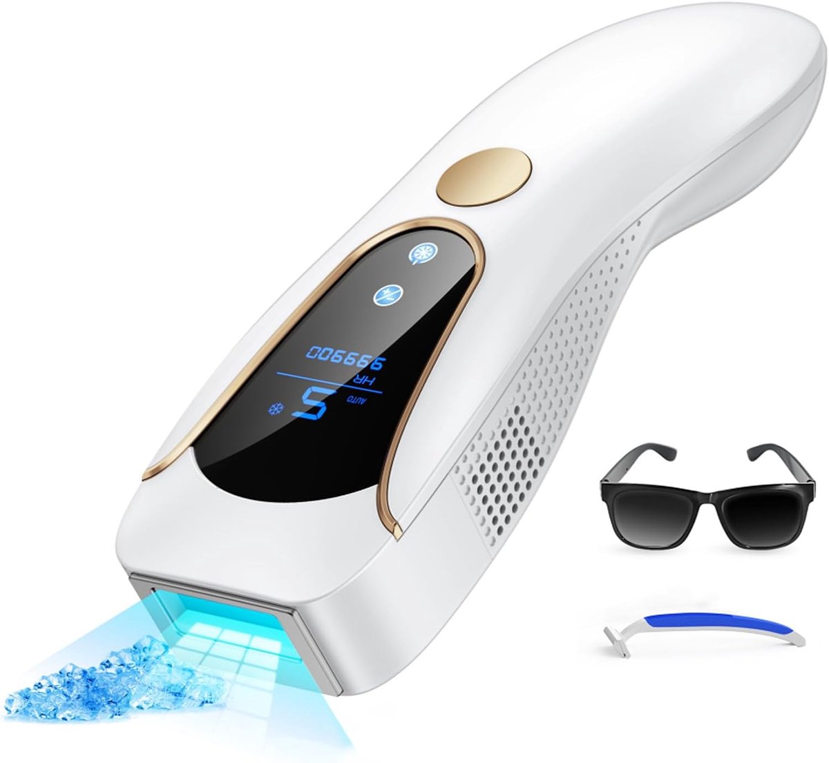 SnelShoppen - IPL Laser Haarverwijdering - Epilator met Pulsed Light en IJs Koeling - Effectieve Ontharing voor Huidvriendelijke Behandeling - Geschik