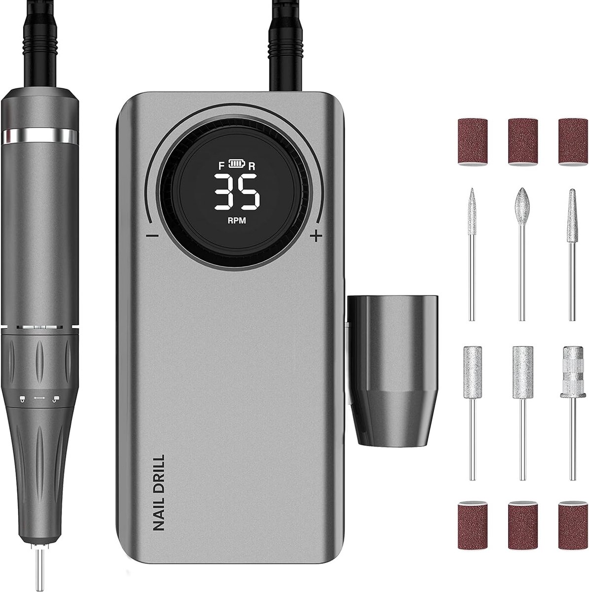 Thijox - Professionele Elektrische Nagelboor en Nagelvijl voor Gelnagels en Acrylnagels, 35000 tpm, Oplaadbare Draadloze Manicure en Pedicure Set met