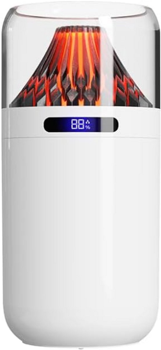 Volcano-diffuser voor etherische oliën - 360 ml luchtbevochtigers met koele nevel voor de slaapkamer - Stille mini-luchtbevochtiger met 7 kleuren vlammen - Ultrasone luchtbevochtiger en aromadiffuser voor spa en kantoor - Wit