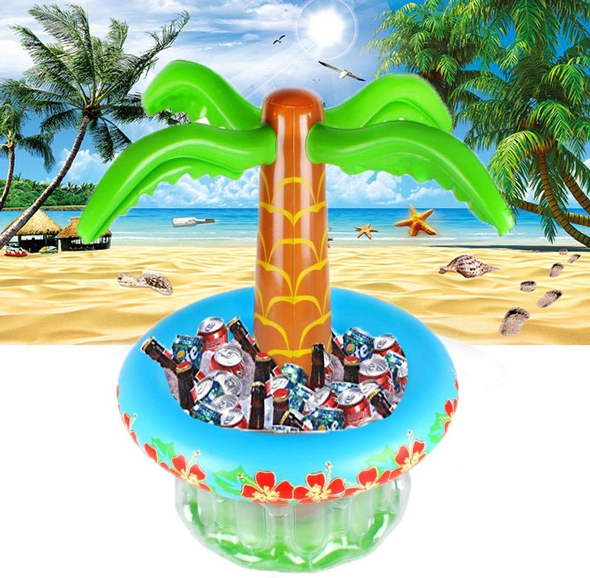 Dailygoods- Bierkoeler Opblaasbaar - Palmboom Drankjes Koeler - Lichtgewicht en Draagbaar - Waterdicht PVC - Geschikt voor Zomerfeesten - Eenvoudig te Reinigen - Drankkoeler