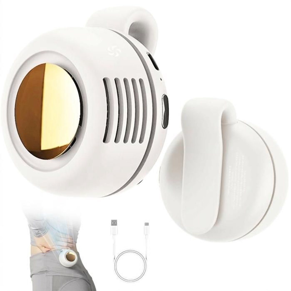Mini draagbare clipventilator, 360° draaibaar, 3 snelheidsstanden, Geschikt voor overhemden en taillebanden, Geschikt voor op reis en op kantoor - Wit