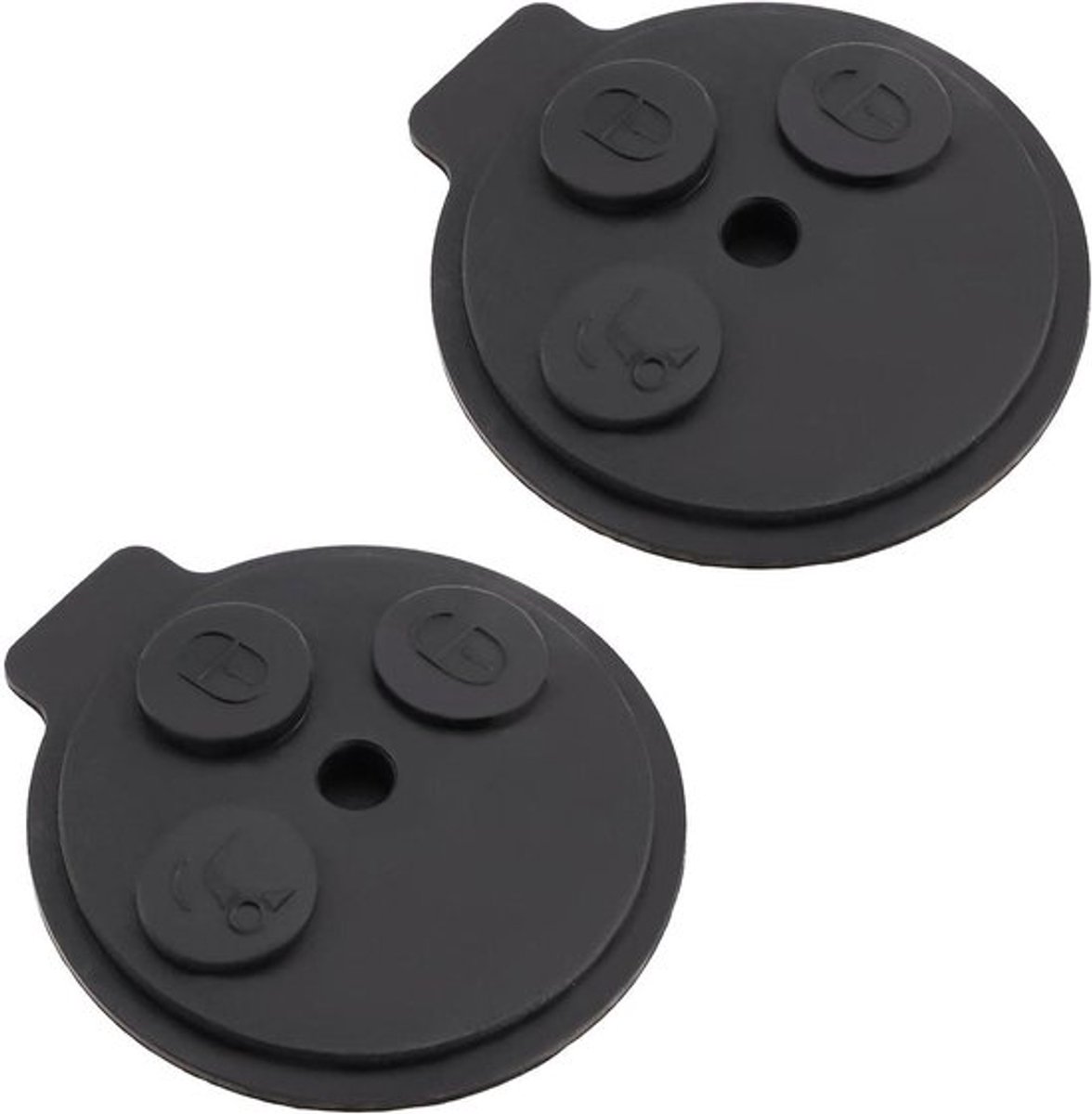 Autosleutel Rubber Pad - Knoppen - Vervanging - Sleutelhanger - Smart - Sleutel Case - Compatibel met Smart Fortwo - Sleutel Protector - 2 STKS - 3 Knoppen - Mercedes Smart Fortwo 450 451.