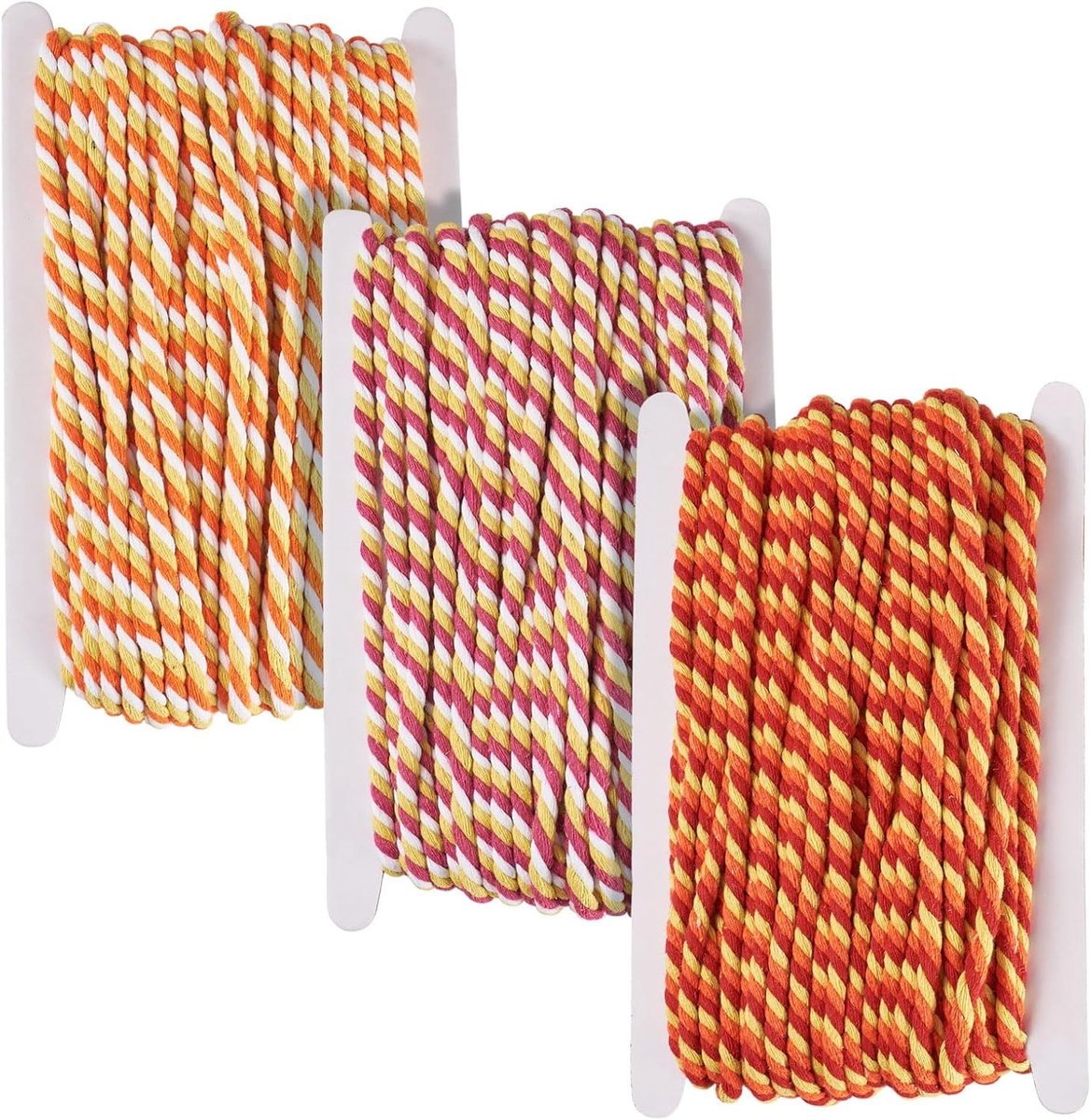 60M Polyester Twisted Beads Cords - 6mm 3-Ply Gevlochten Touw voor DIY Tas, Trekkoord en Huisdecoratie in Oranje