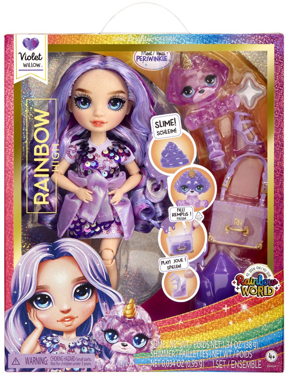 Rainbow High Klassieke Modepop - 28 cm - Violet (paars) - Met slijmset en diertje — afbeelding 16