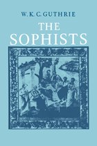 Boek kaft met de titel 'The Sophists' door W. K. C. Guthrie en een blauw-wit gedetailleerde illustratie van een groep mensen.