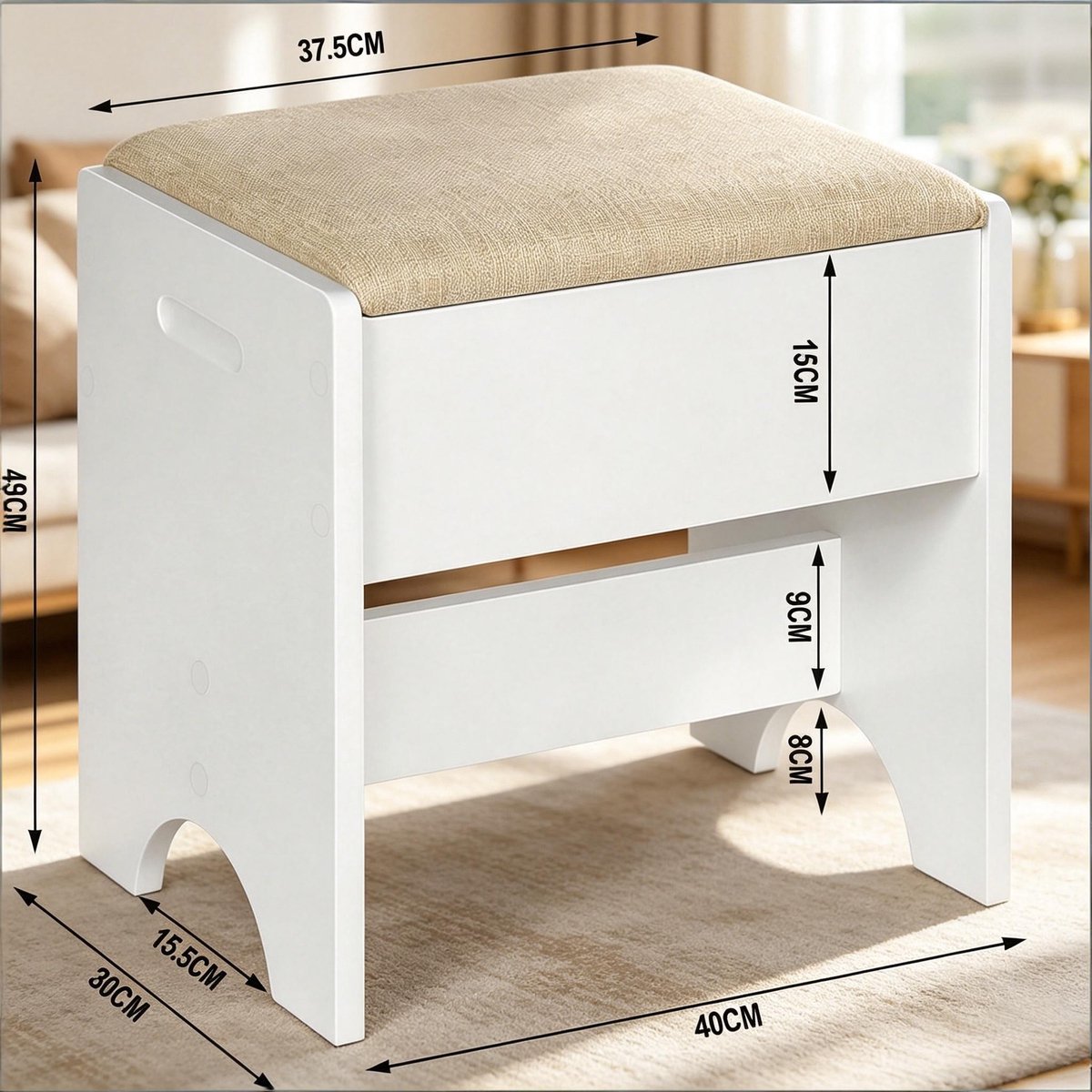 YYchan kaptafel - wit - 108 x 40 x 139 cm - met stopcontact