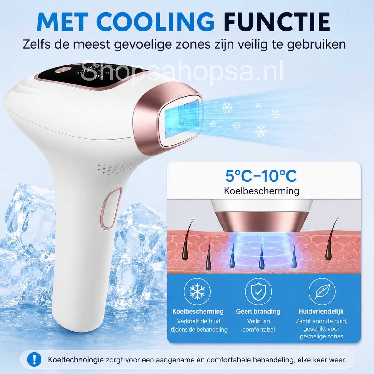 Laser ontharingsapparaat - IPL - Voor Iedereen zowel Mannen en Vrouwen - 9 Verschillende Standen - Ontharen voor Thuis - Magnetische Opzetstukken - Ice-cool functie - Beschermbril – Scheermes - Langdurig Haarvrij