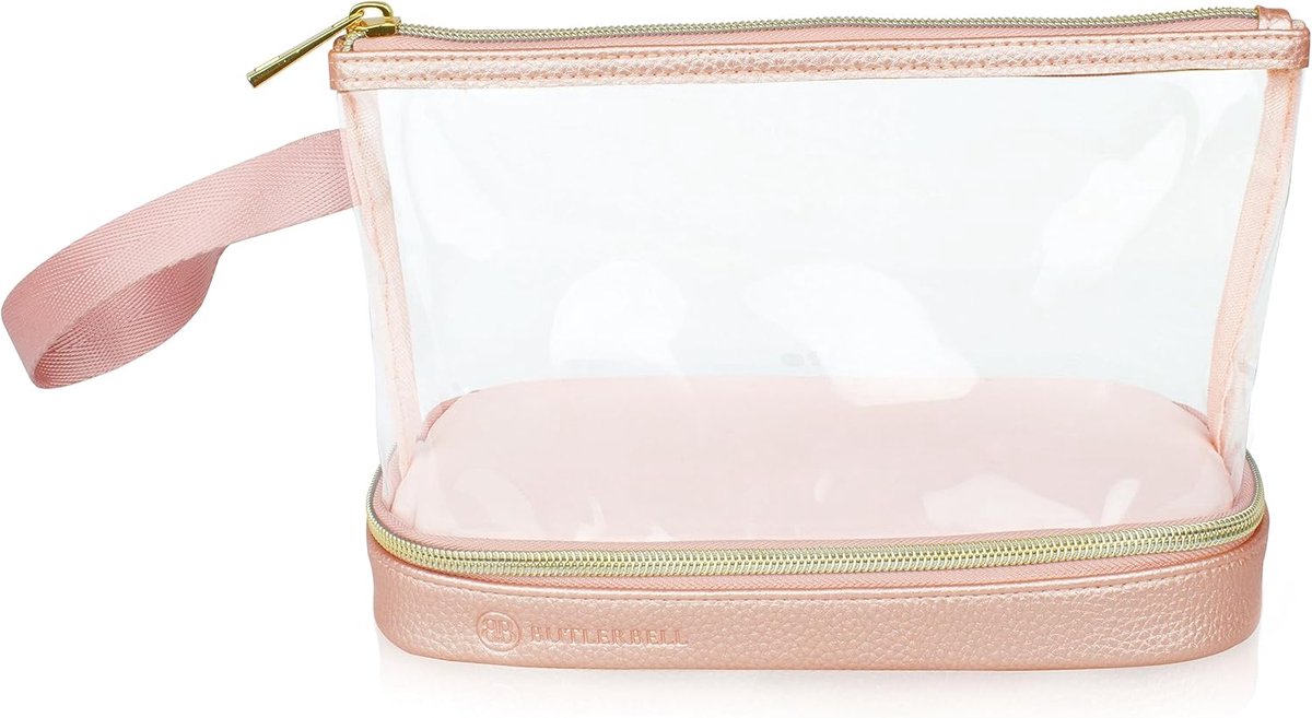 SnelShoppen - Transparante Toilettas met Slimme Opaque Deel - 1 Litre Handbagage, Cosmetica Bag, Duidelijke Toilettas, Reisaccessoires, Waterdicht en
