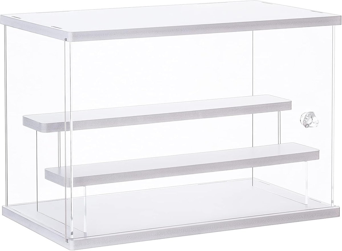 SnelShoppen - Acryl Displaykast voor Verzameling, Duidelijke Displaykast, Cubes voor Actiefiguren, Minifiguren, Stofvrije Bescherming, Wit 31.5 cm