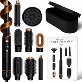 Sansbeauté® 9-in-1 Airstyler met Diffuser en Opbergdoos - Multistyler - Hairwrap - Föhnborstel Kort Haar - Haarkruller - Haarstyler - Haardroger - Warmteborstel - Krulborstel - Krultang - Haarstijler - Stijlborstel - 5 in 1 Hairstyler