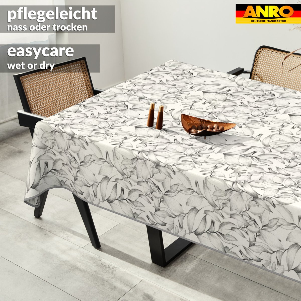 ANRO Tafelkleed Effen structuur Beige 140x100cm Met sierband Afwasbaar Waterafstotend