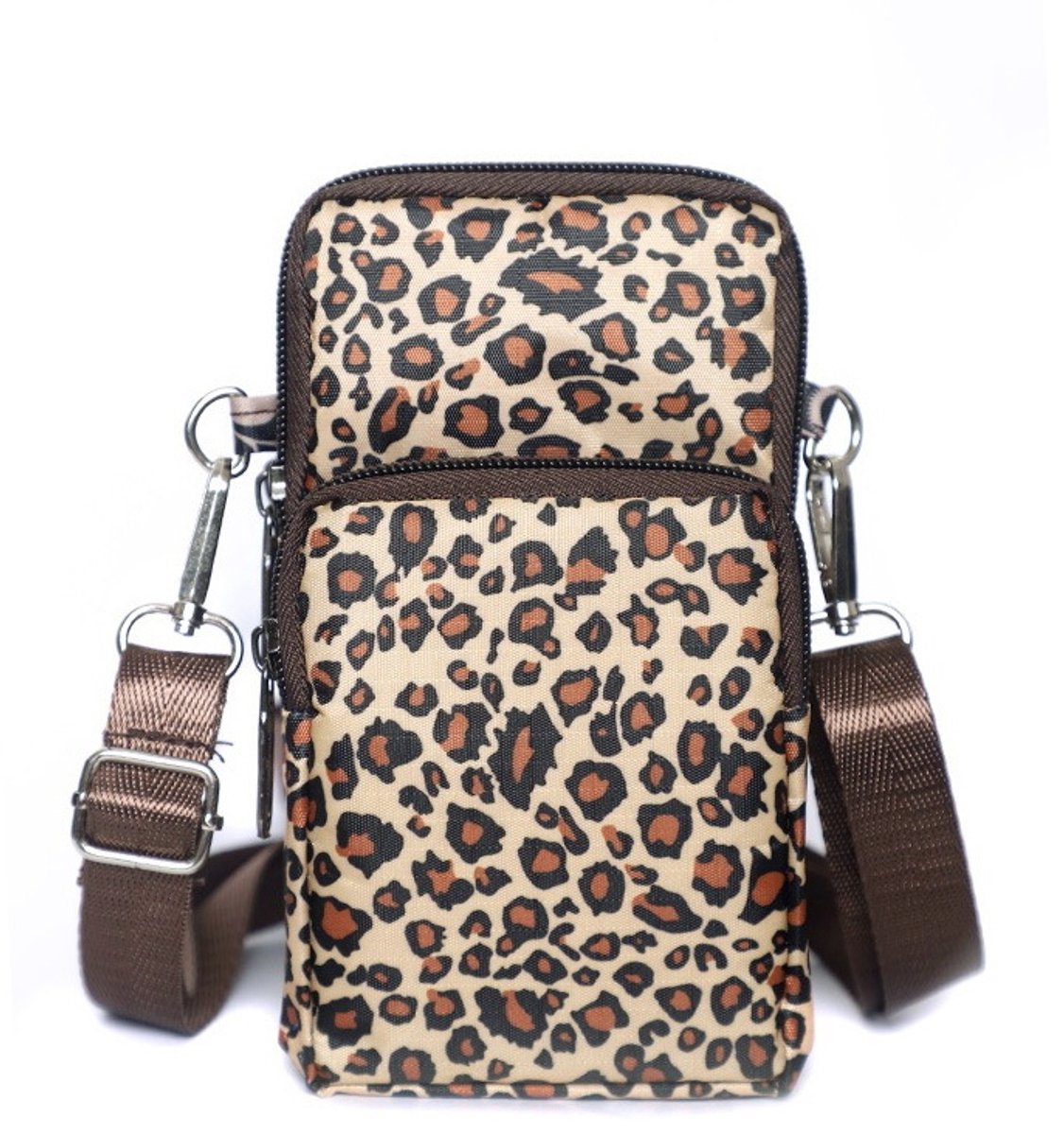 Smartphone Tasje | Leopard Luipaard | Telefoon / Crossbody Tas | Nylon - 18 x 10,5 x 4 cm