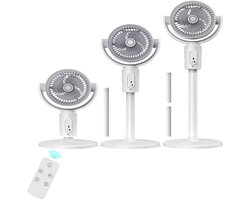 KZQ Staande Ventilator Voor Slaapkamer - Luchtcirculator - 90° En 180° Oscillerend - 5 Snelheden - 3 In 1 Vloer En Tafel Model - 38cm 60cm 82cm Verstelbare Hoogte - Met Afstandsbediening - Voor Thuis En Studentenkamer - Wit
